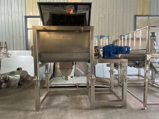 Hạt bột khô Máy trộn ruy băng ngang 304 Máy xay ruy băng xoắn kép