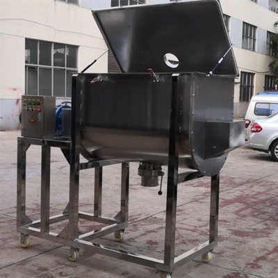 5.5kw 500L bột gia vị bột màu bột màu thương mại Máy trộn ruy băng ngang đôi cánh khuấy thương mại